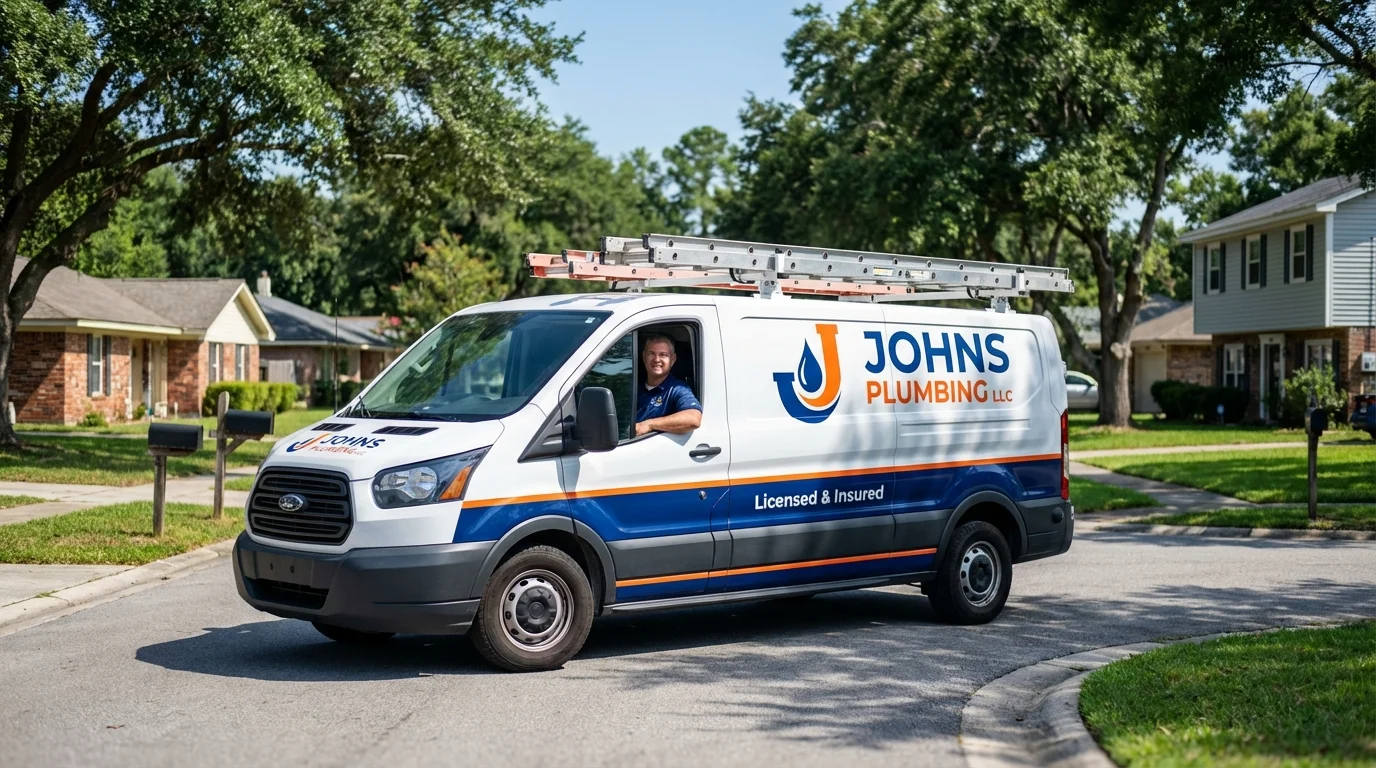 Johns Plumbing LLC service van in Summerville, GA