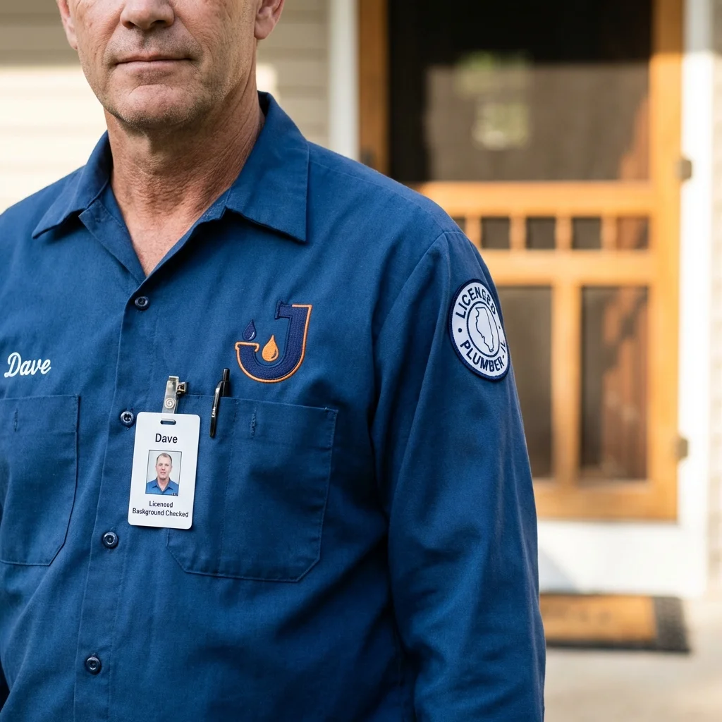 Licensed plumber showing ID badge in Summerville, GA