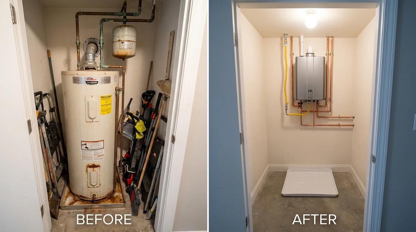 Tank water heater versus wall-mounted tankless unit comparison for Summerville, GA homeowners
