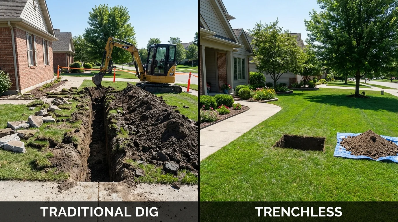 Trenchless sewer repair with minimal yard damage versus traditional excavation in Summerville, GA